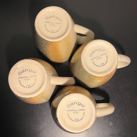 Set of 4 SANGO Nouveau Sands 4745 Stoneware Mugs ~ Warm Earth Tones - Picture 9 of 10